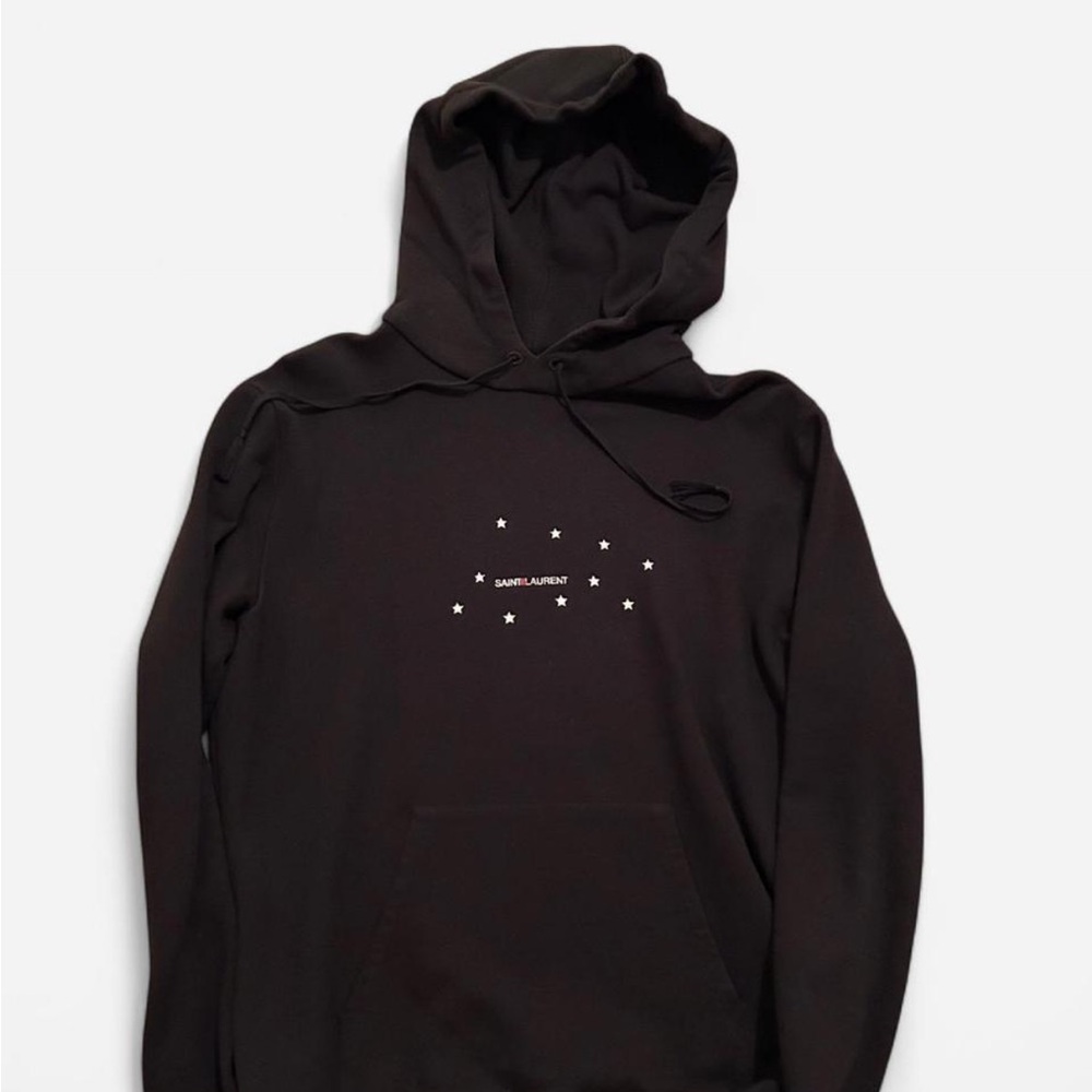Saint Laurent Black Hoodie with Star Accents
